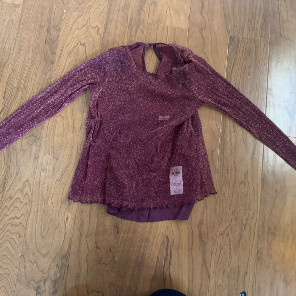 NWT Hollister Shimmery Burgundy Long Sleeve Top